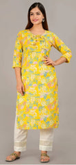 Yellow Leaf Printed Kurta Pant