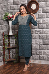 Jagmag Jari Embroidery Kurta Pant Neavy Blue