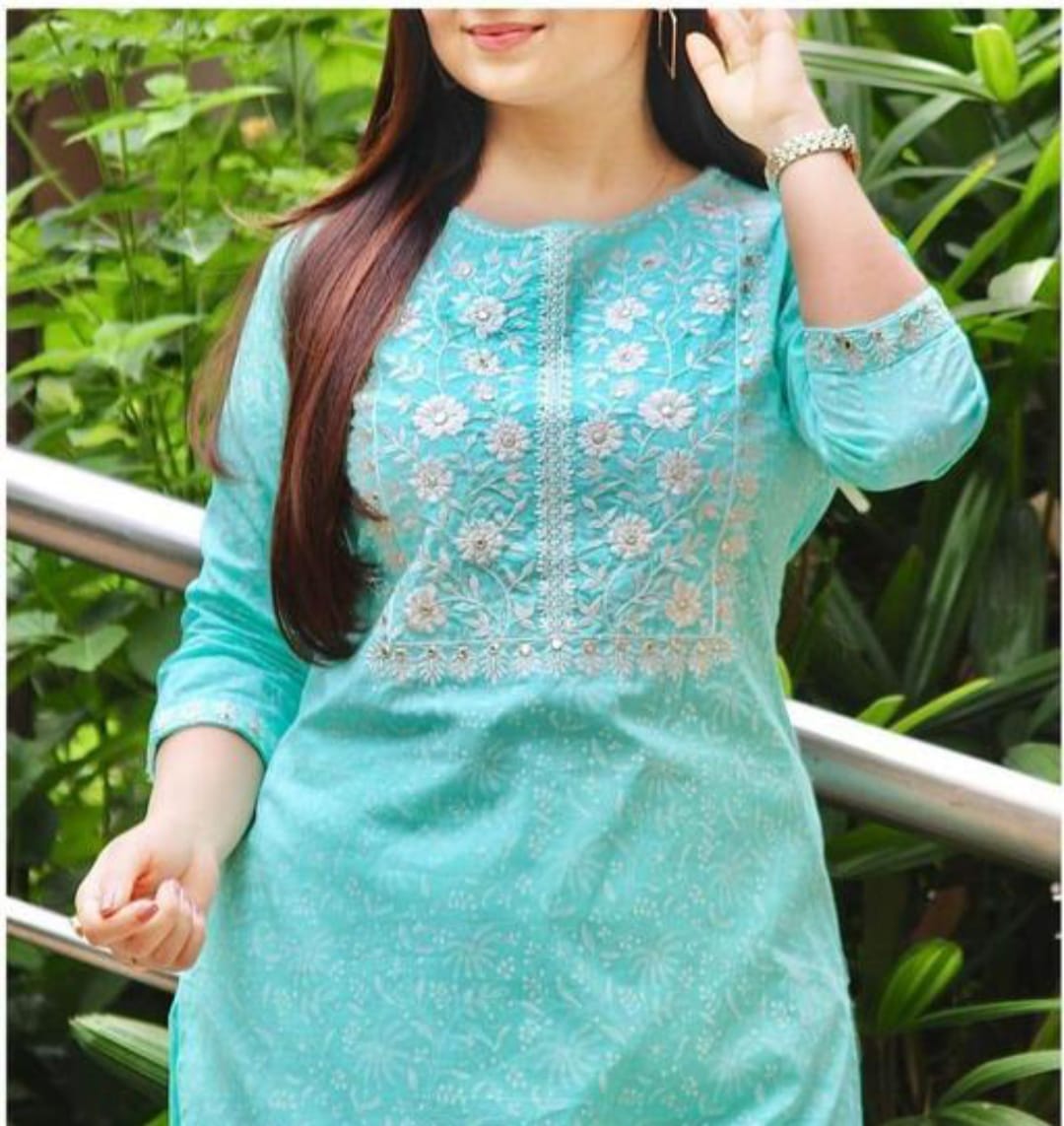 Rama Green Printed Embroidery Kurta and Pant for Women