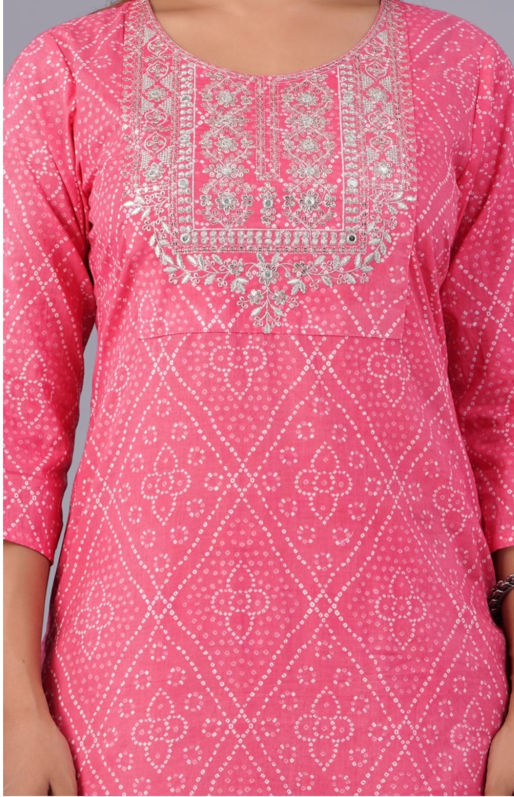 Pink Cotton Afgani  Printed Embroidery Kurta and Pant with Dupatta