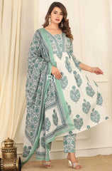 Cotton Printed liya Kurta Pant With Dupatta