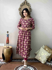 Rayon Naira Cut Vine Kurta Pant