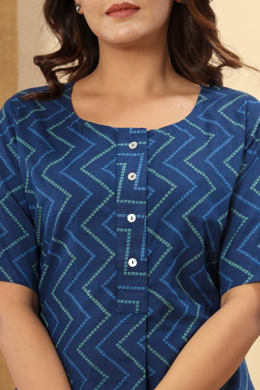 Festive Special Blue Zig Zag Lining Top