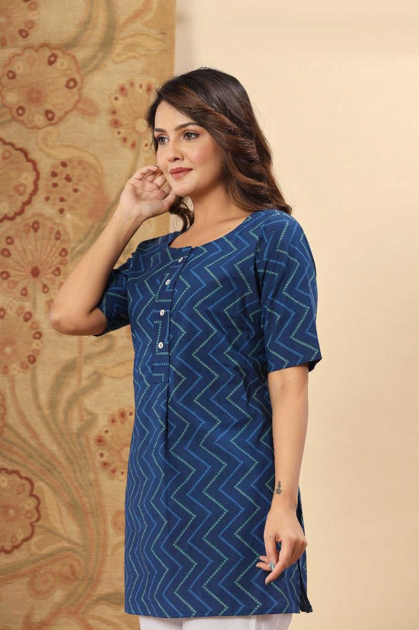 Festive Special Blue Zig Zag Lining Top