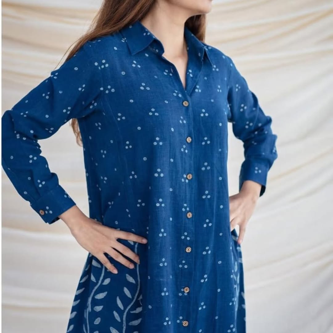 Indigo Blue Cotton Kurta Pant Set