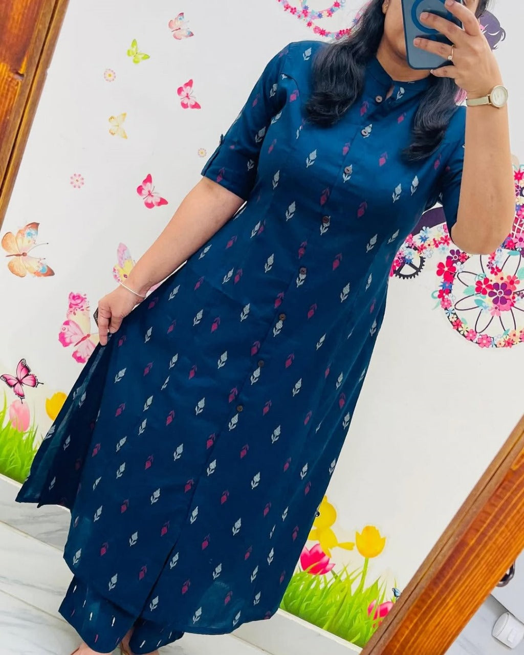 Midnight Blossom Kurta Set